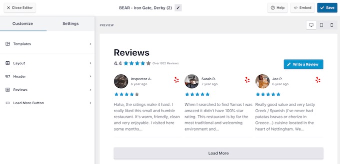 Smash Balloon Reviews Feed Pro кастомизация