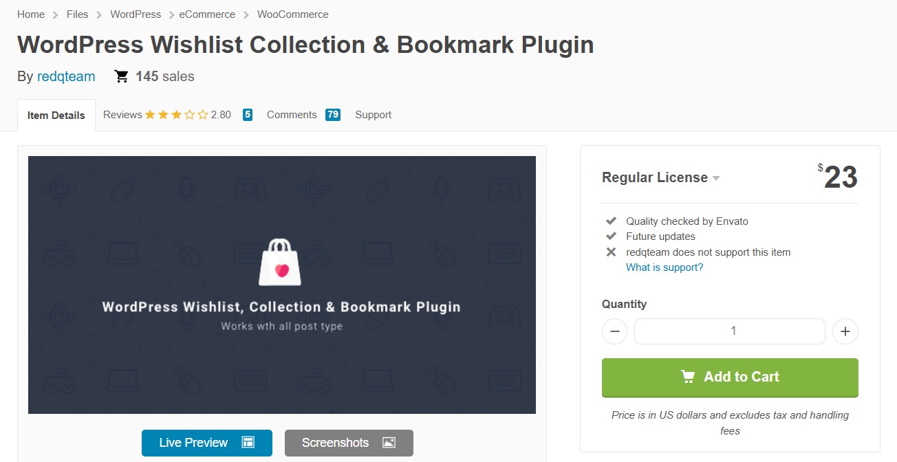 WordPress Wishlist Collection Bookmark популярный
